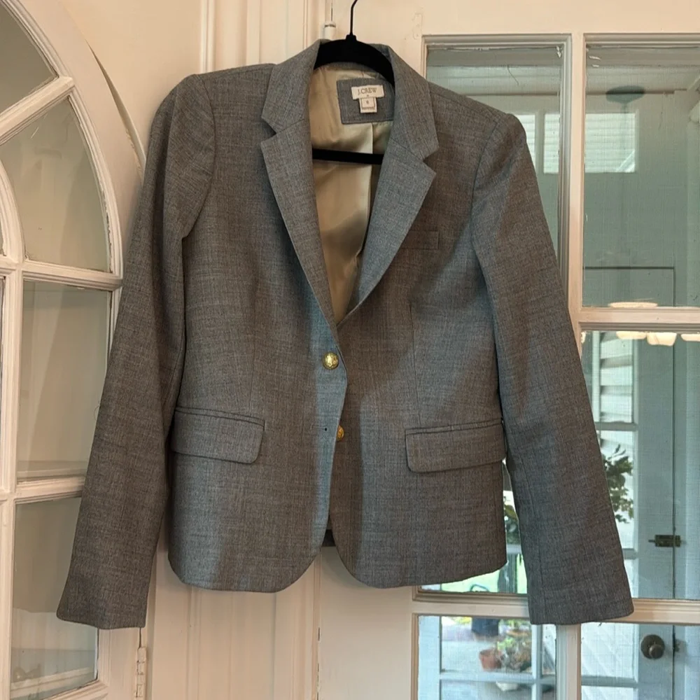 Jcrew Grey Blazer, Gold Buttons